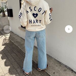 Ascot + Hart Classic Hoodie in Cream size Medium